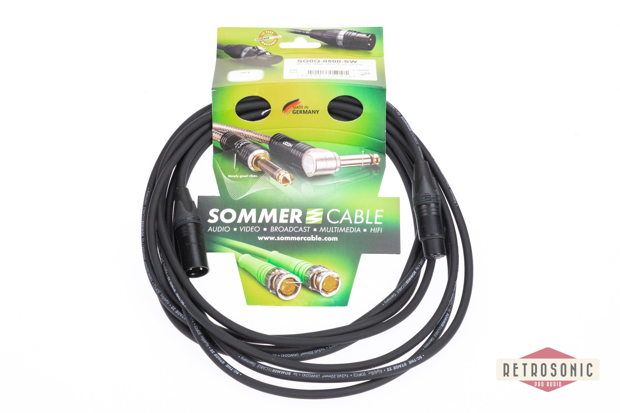 Sommer Microphone Cable Stage 22 Highflex, 2 0,22 mm2 | XLR / XLR, NEUTRIK 5,00m | black